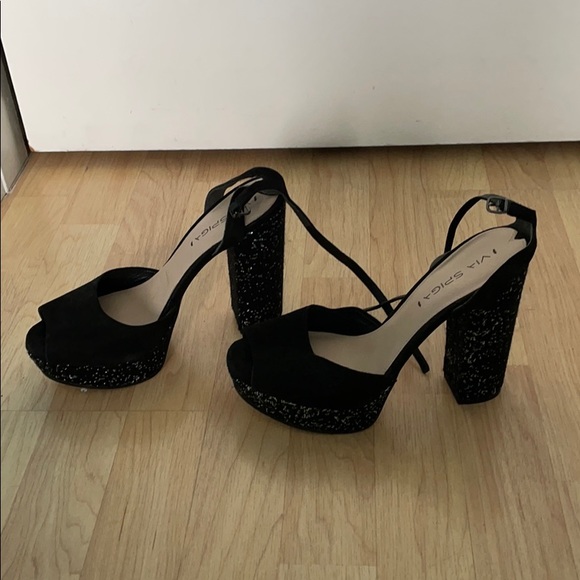 Vía Spigai Black platform heel Peep toe - Picture 3 of 6